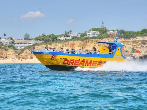Safari de Golfinhos e Grutas no Algarve em Jet Boat p/2 adultos + 10 crianças
